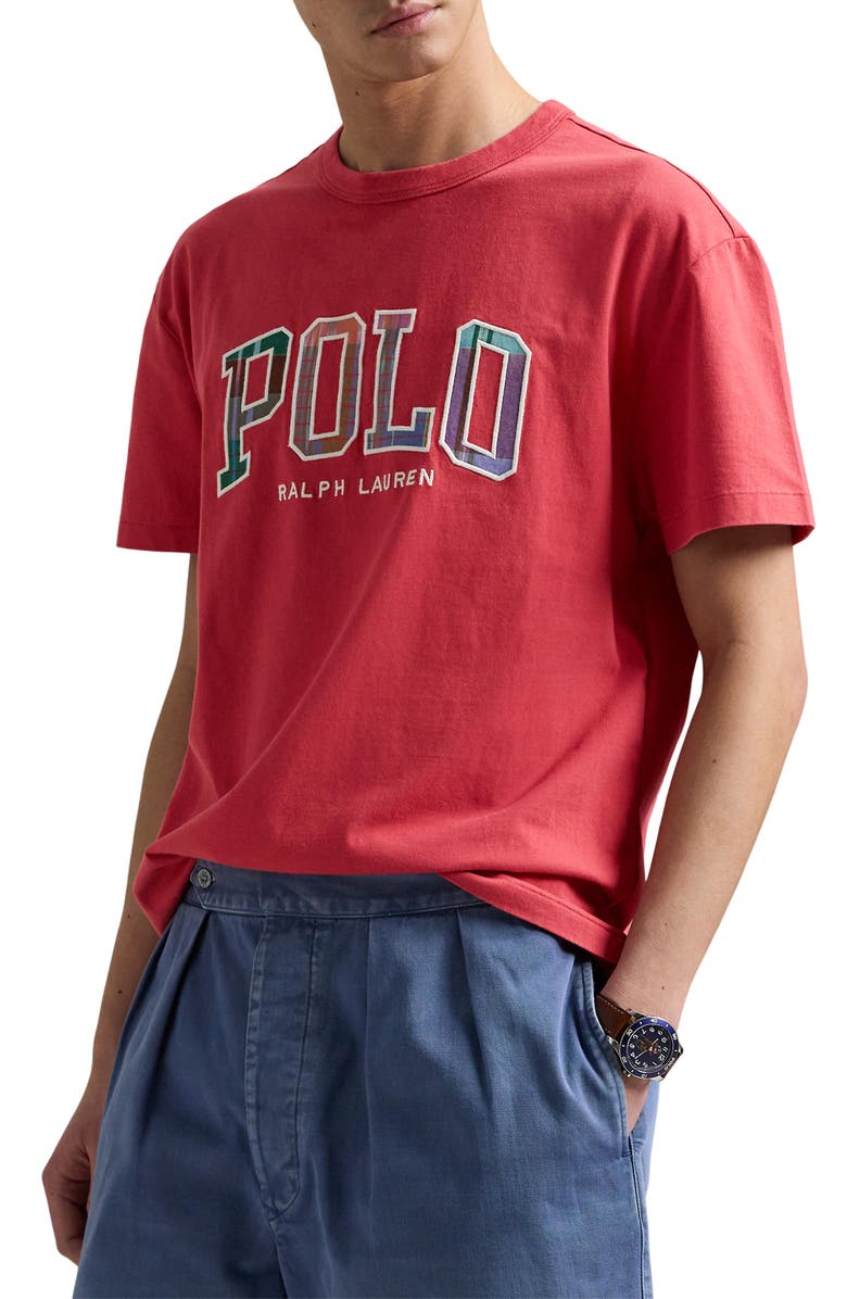 Polo Ralph Lauren Plaid Logo Appliqué Embroidered T-Shirt, Main, color, 