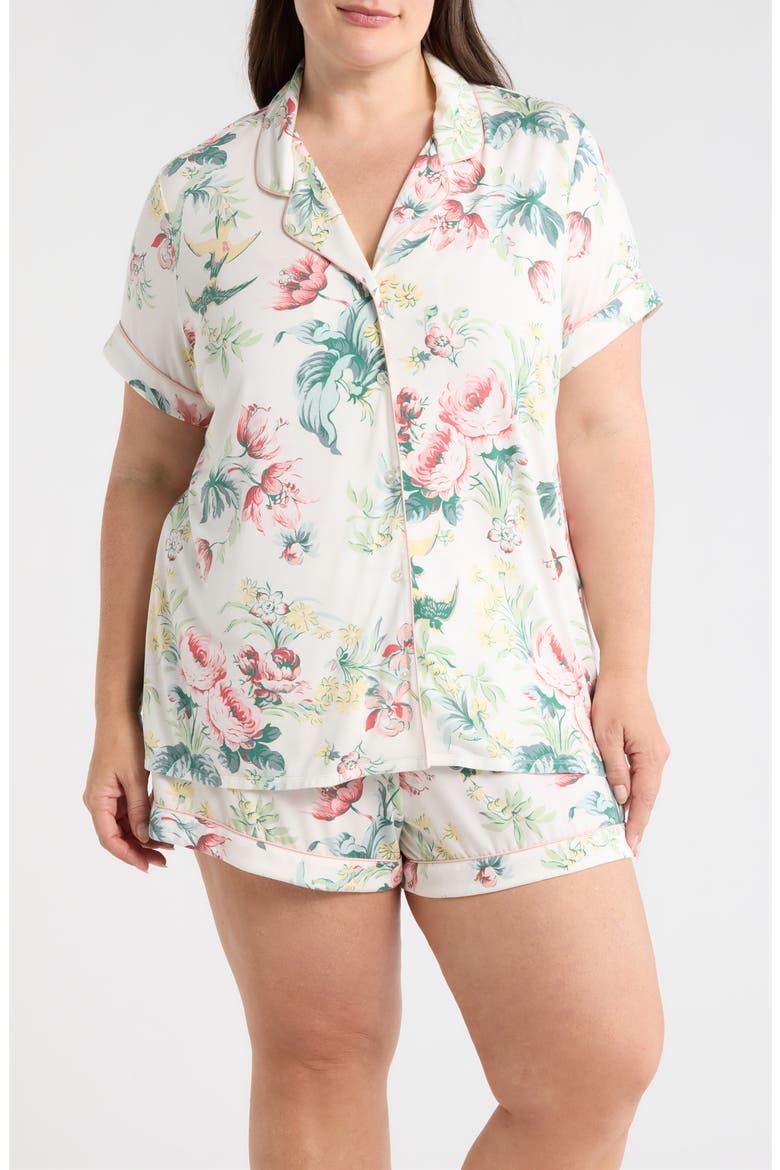 Moonlight Eco Short Pajamas, Main, color, IVORY- CORAL ORANGE BLOSSOM