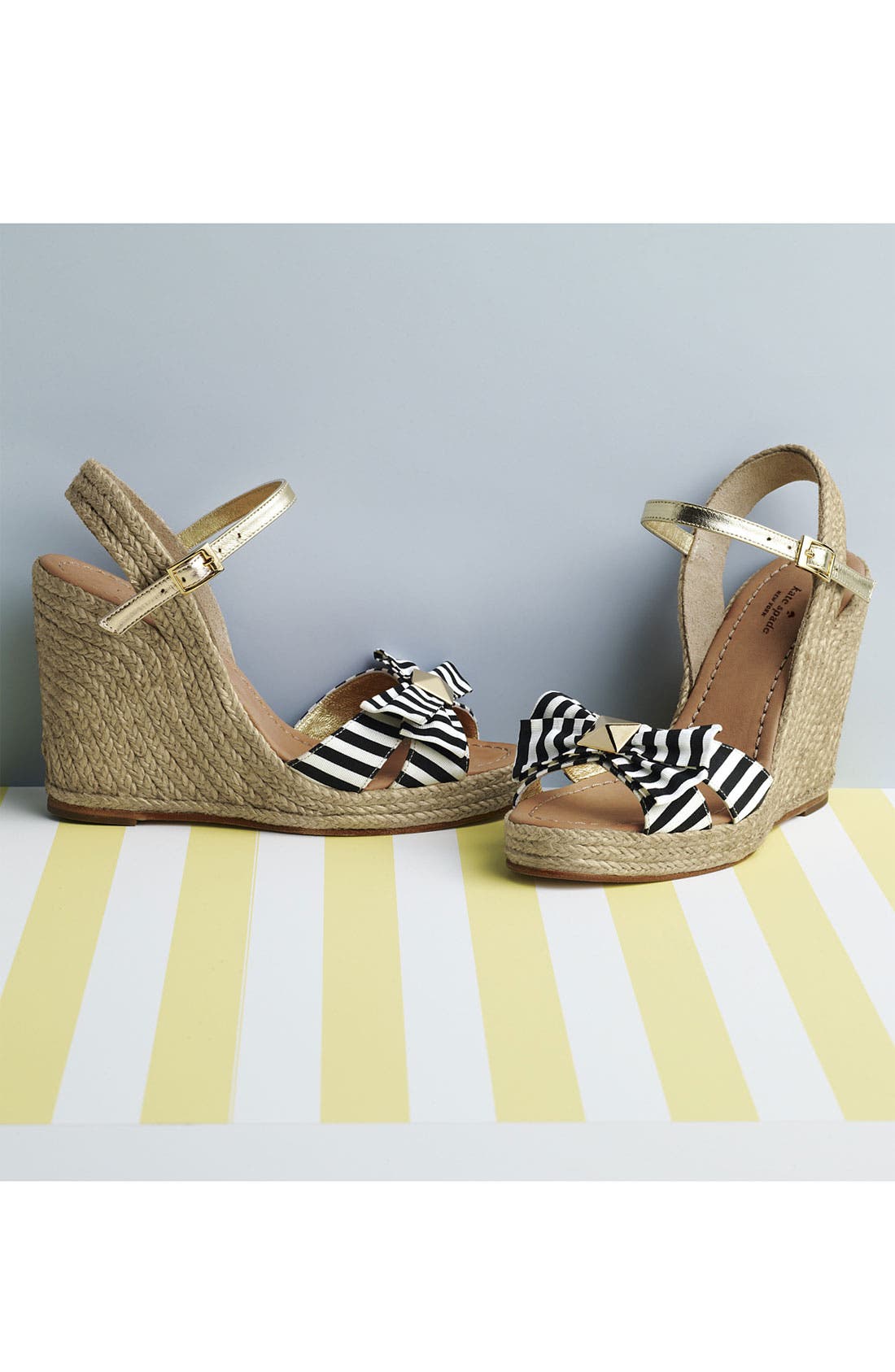 'carmelita' wedge sandal, Alternate, color, BLACK/ WHITE STRIPED GROSGRAIN