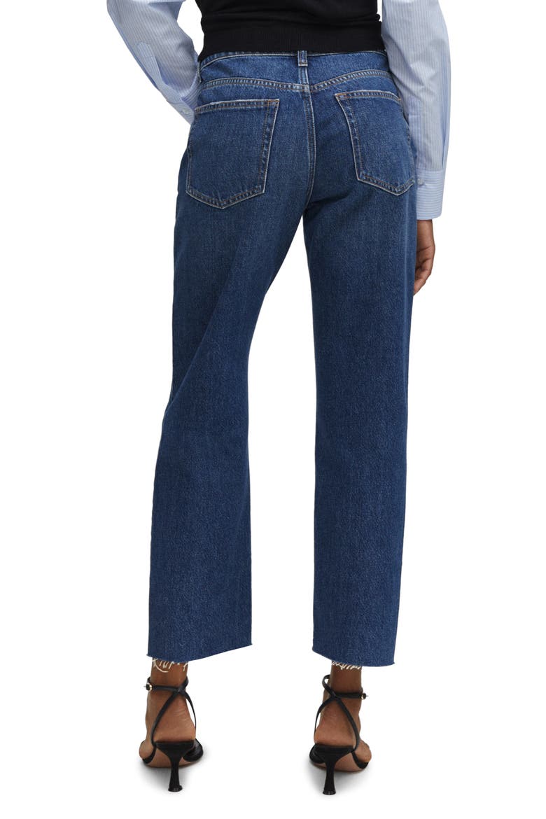 Raw Hem Crop Straight Leg Jeans, Alternate, color, DARK BLUE