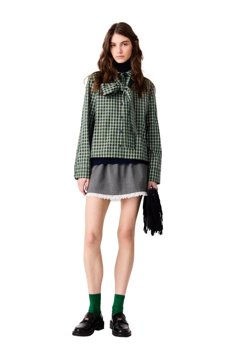 Rhinestone shirt with tie, Main, color, Green
