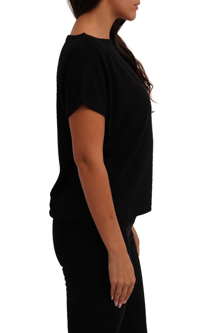 Textured Boat Neck Top, Alternate, color, BLACK