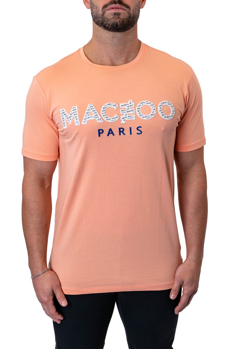 Maceoo Icon Paechpink Logo Appliqué Stretch Cotton T-Shirt, Main, color, Pink