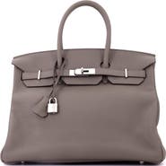 Pre-Owned Hermes Birkin Handbag Grey Clemence with Palladium Hardware 35