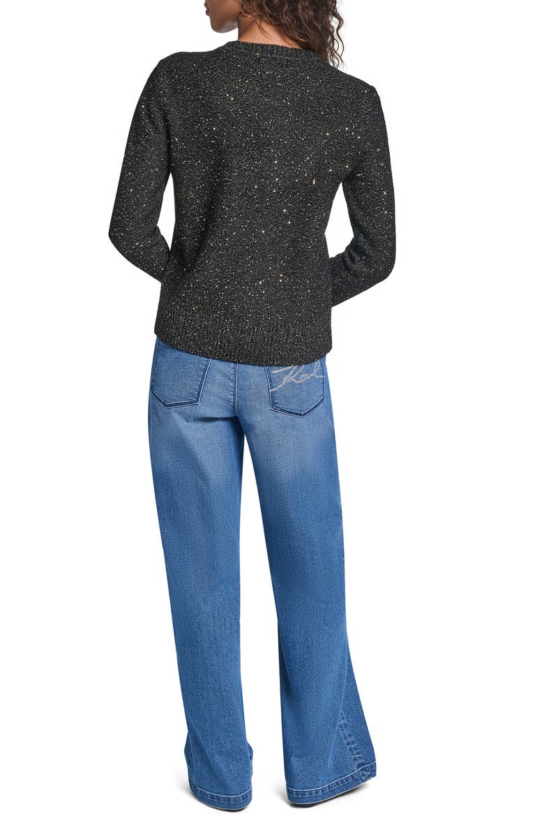 Whimsy Patches Metallic Sweater, Alternate, color, BLACK/ GOLD