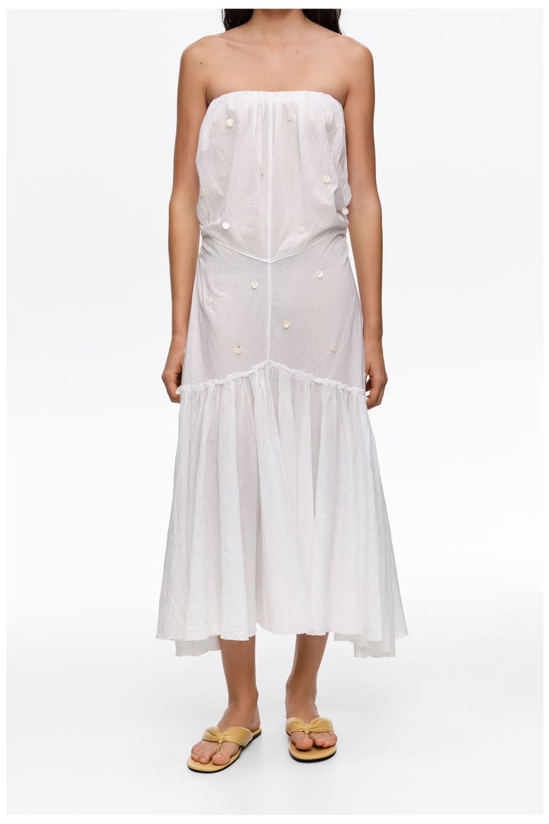 Ruched Strapless Dress, Main, color, WHITE