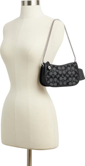 Swinger Crystal Signature Jacquard & Leather Shoulder Bag