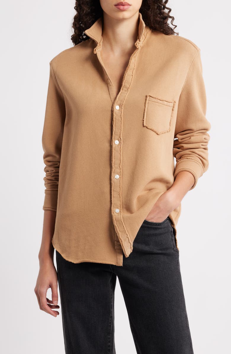 Frank & Eileen Eileen Relaxed Terry Button-Up Shirt, Main, color, Camel