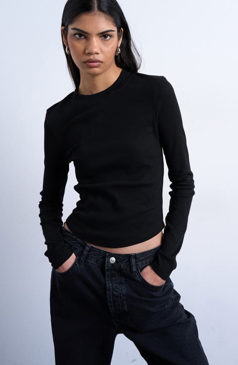 Long Sleeve Curve Hem Top