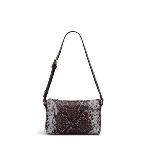 Pockets - Faux Snake Mini Ziptop Shoulder Bag
