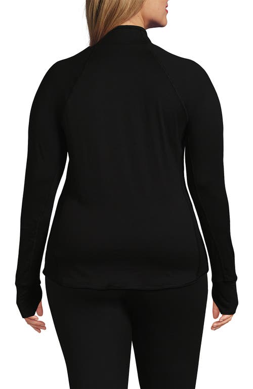 Lands' End Plus Size Baselayer Cozy Thermaskin Quarter Zip Top In Black