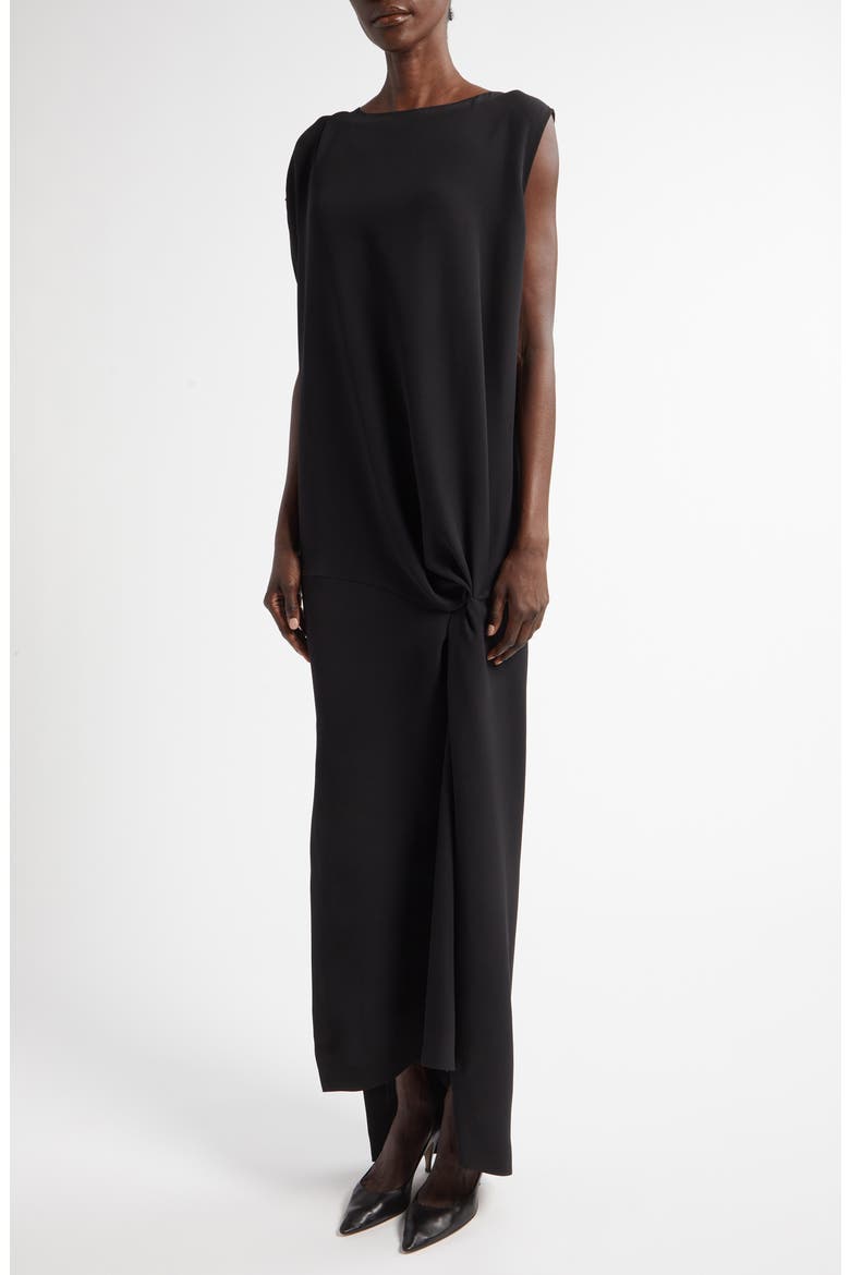 Esmee Asymmetric Silk Column Gown, Alternate, color, BLACK