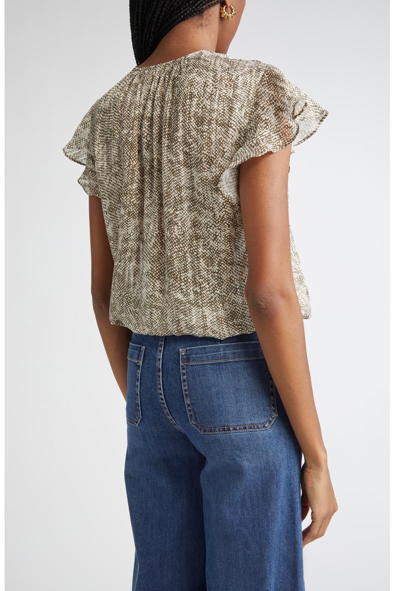 Teresa Abstract Snakeskin Print Silk Blend Top, Alternate, color, OLIVE BAJA DOT