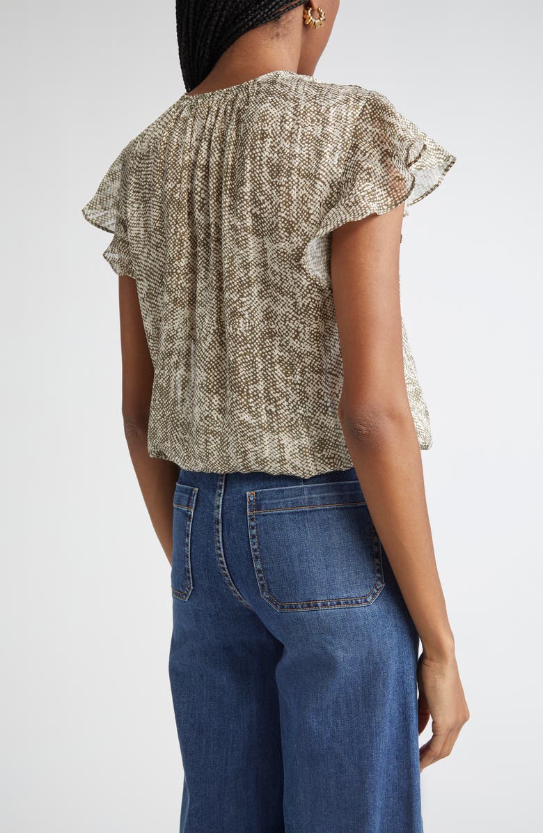 Ramy Brook Teresa Abstract Snakeskin Print Silk Blend Top, Alternate, color, Olive Baja Dot