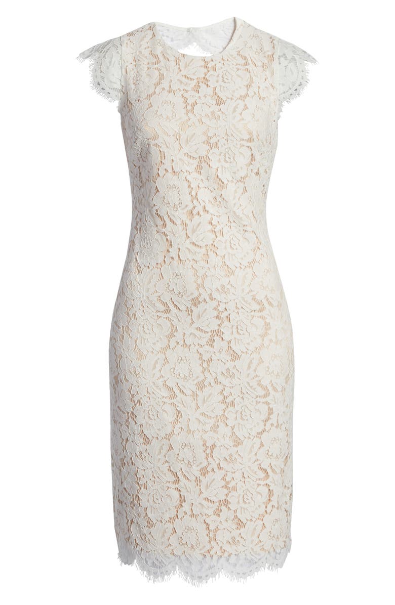 Vince Camuto Cap Sleeve Lace Sheath Dress, Alternate, color, 