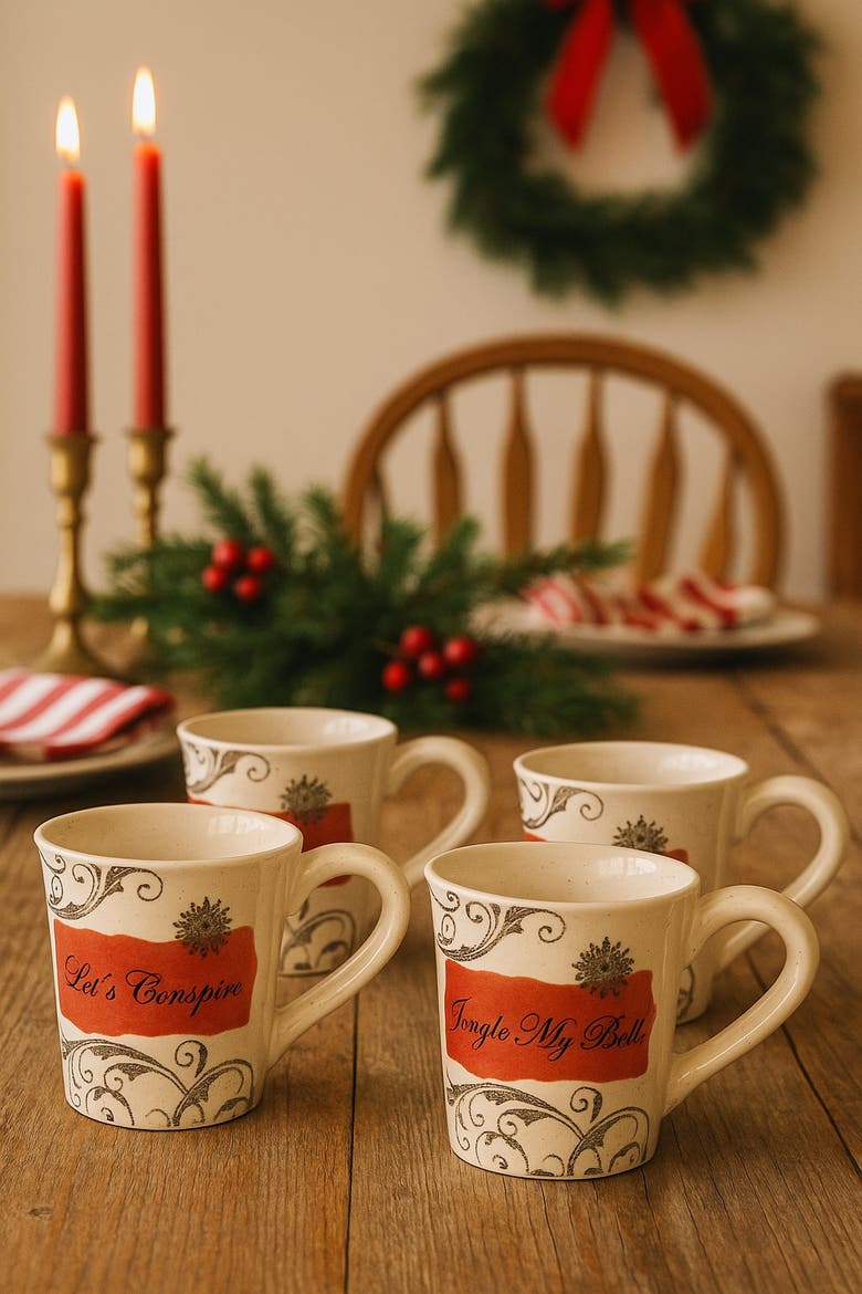 Holiday Sleigh 16 oz Mug Set of 4, Alternate, color, Red
