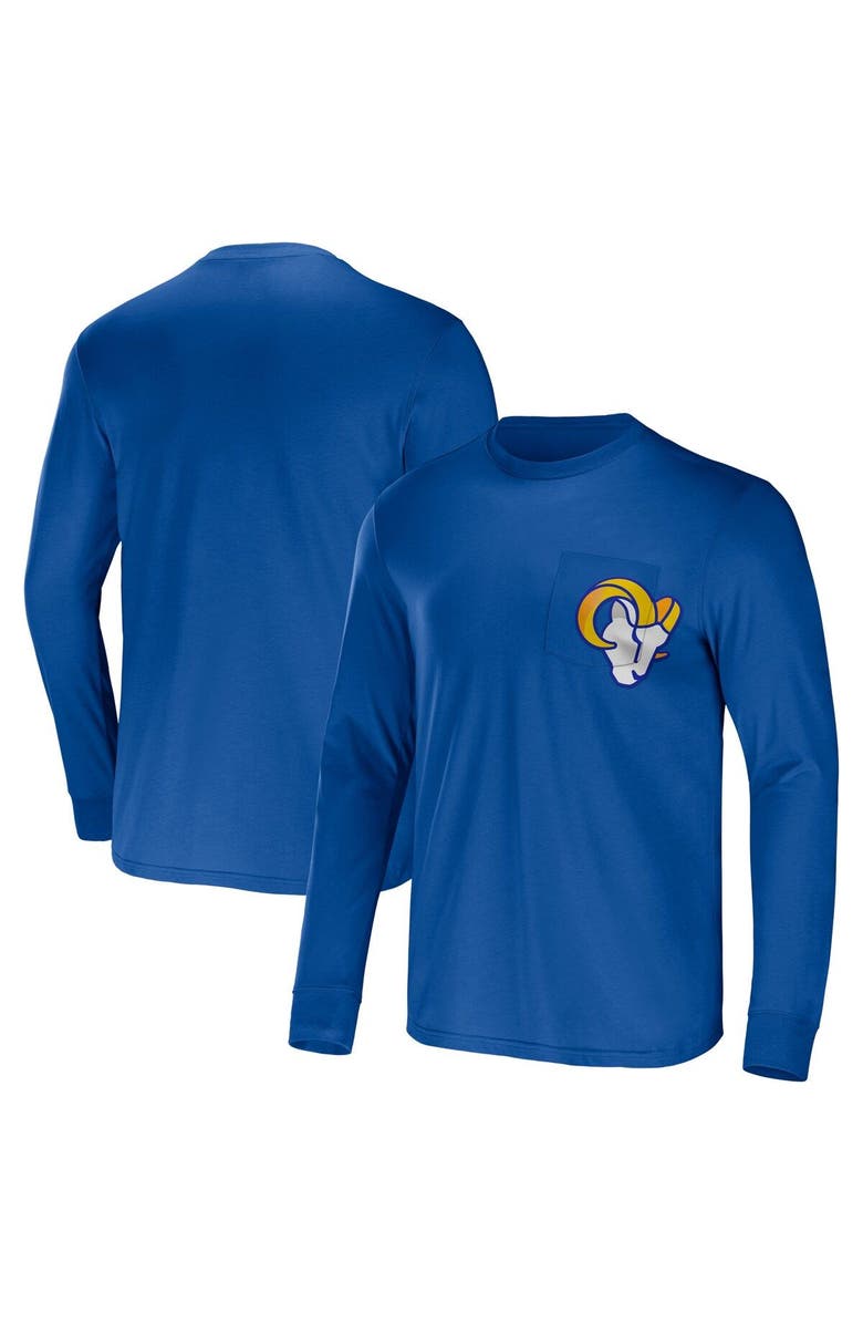 NFL X DARIUS RUCKER Men's NFL x Darius Rucker Collection by Fanatics Royal Los Angeles Rams Team Long Sleeve Pocket T-Shirt, Main, color, Royal