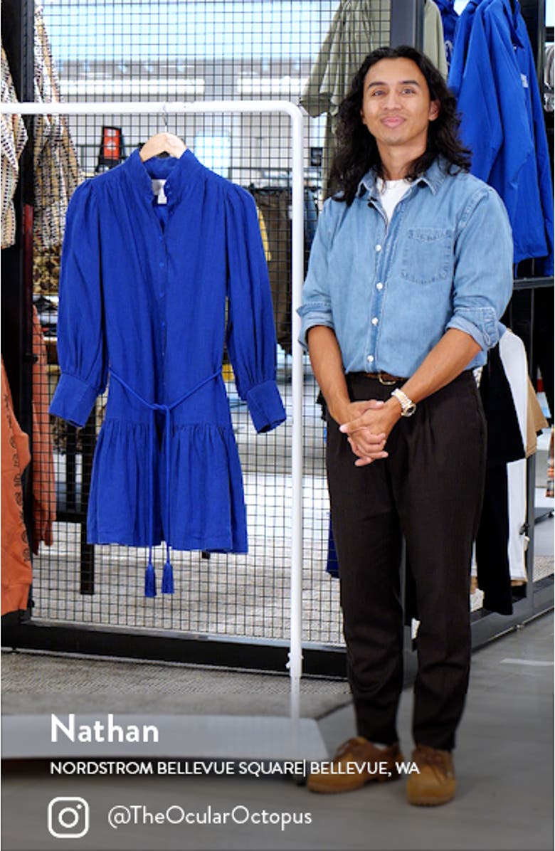 Drena Tiered Long Sleeve Linen Shirtdress, sales video thumbnail