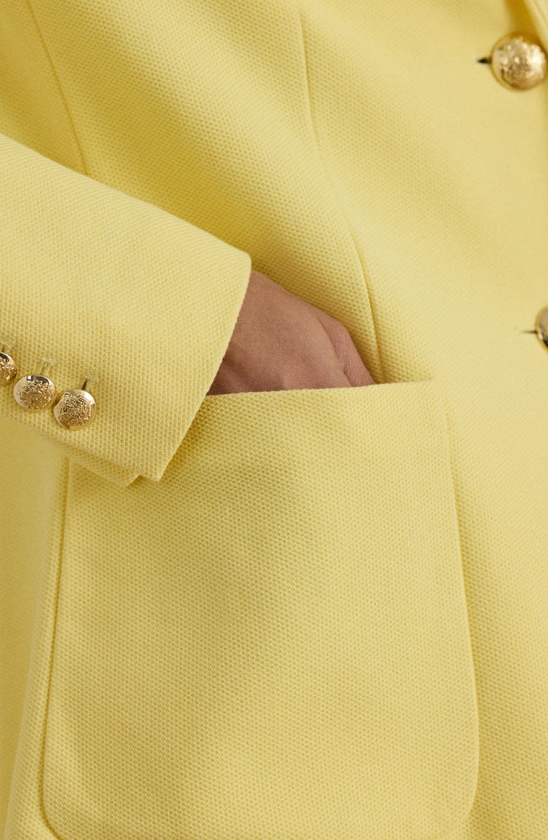 Lauren Ralph Lauren Logo Patch Slim Fit Stretch Cotton Blazer, Alternate, color, Lemon Sorbet Yellow