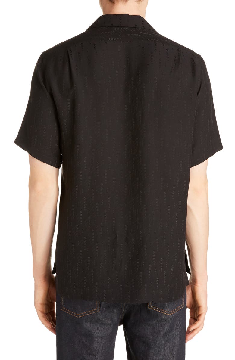 Saint Laurent Silk Button-Up Camp Shirt, Alternate, color, 