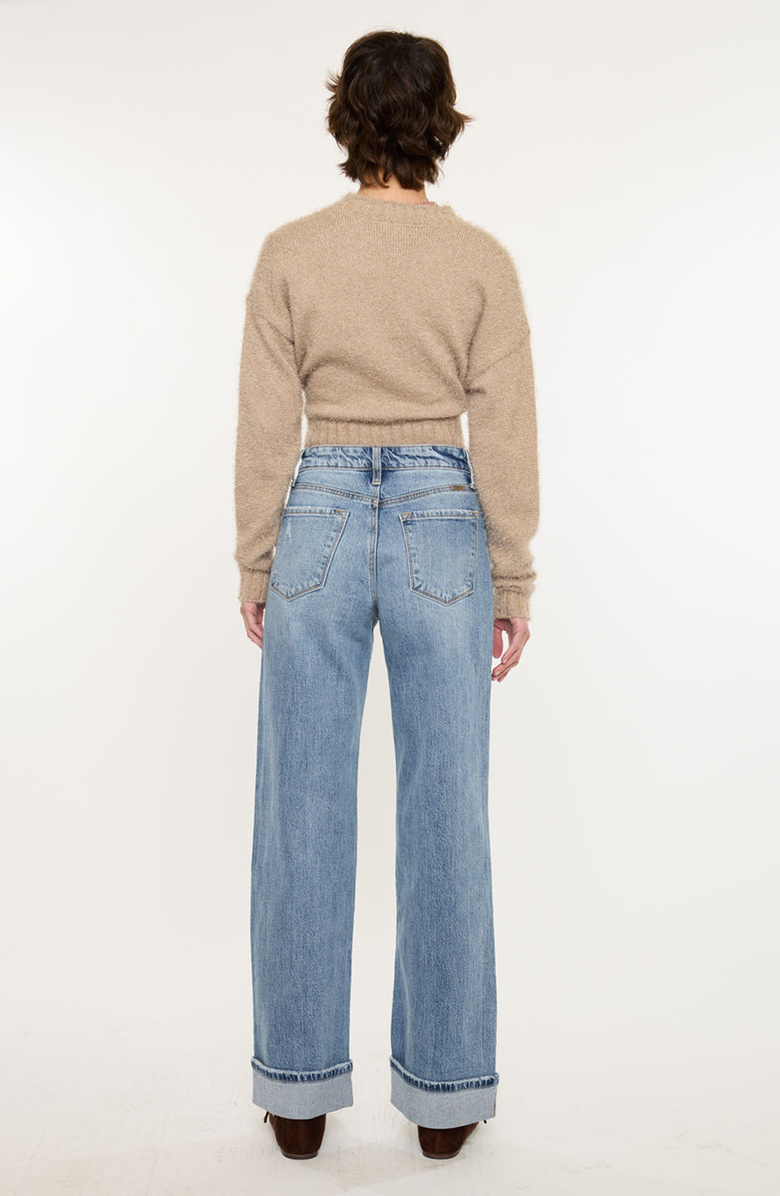 KanCan Kolbie High Rise Cuffed Wide Leg Jeans, Alternate, color, Medium Wash