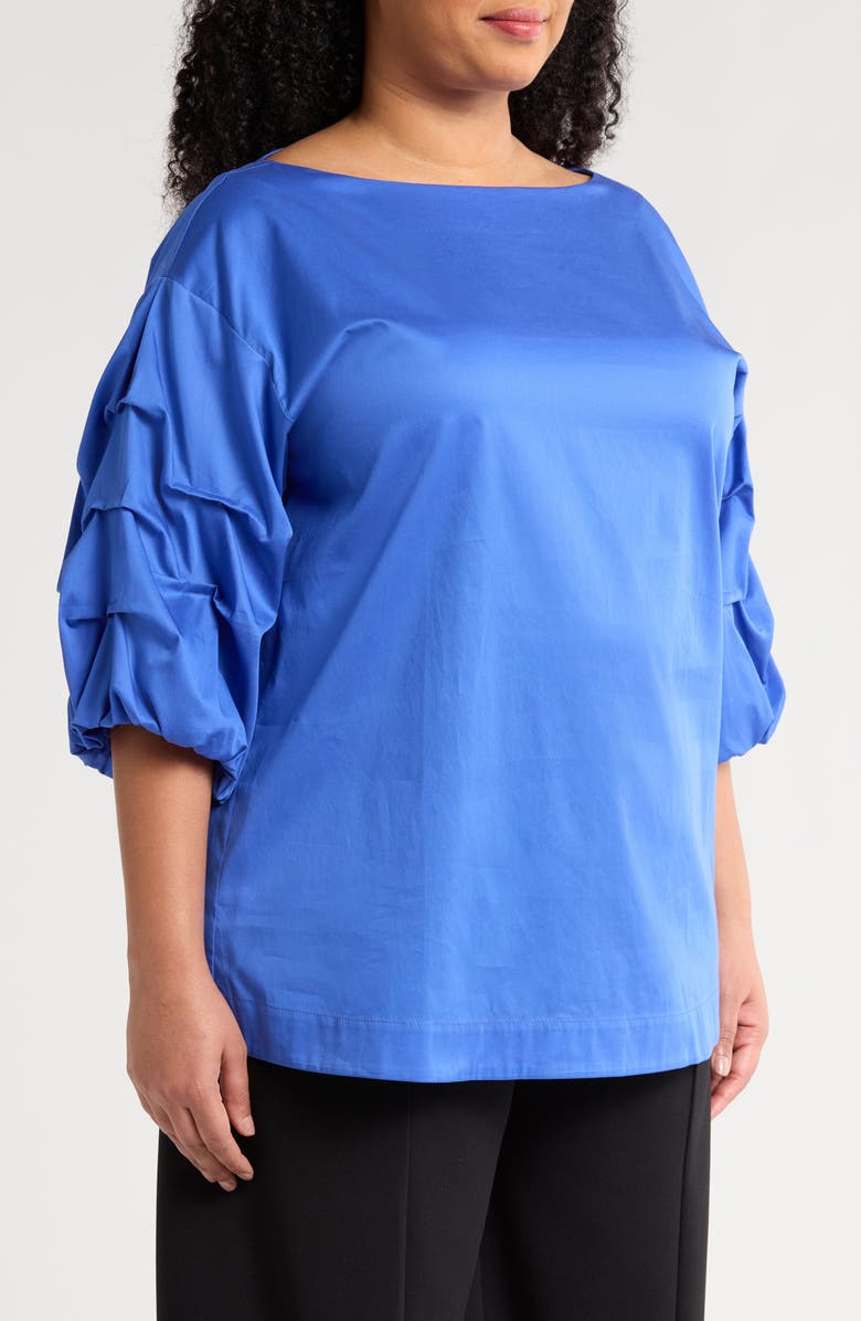 HARSHMAN Balia Cotton Popover Top, Alternate, color, Royal Blue