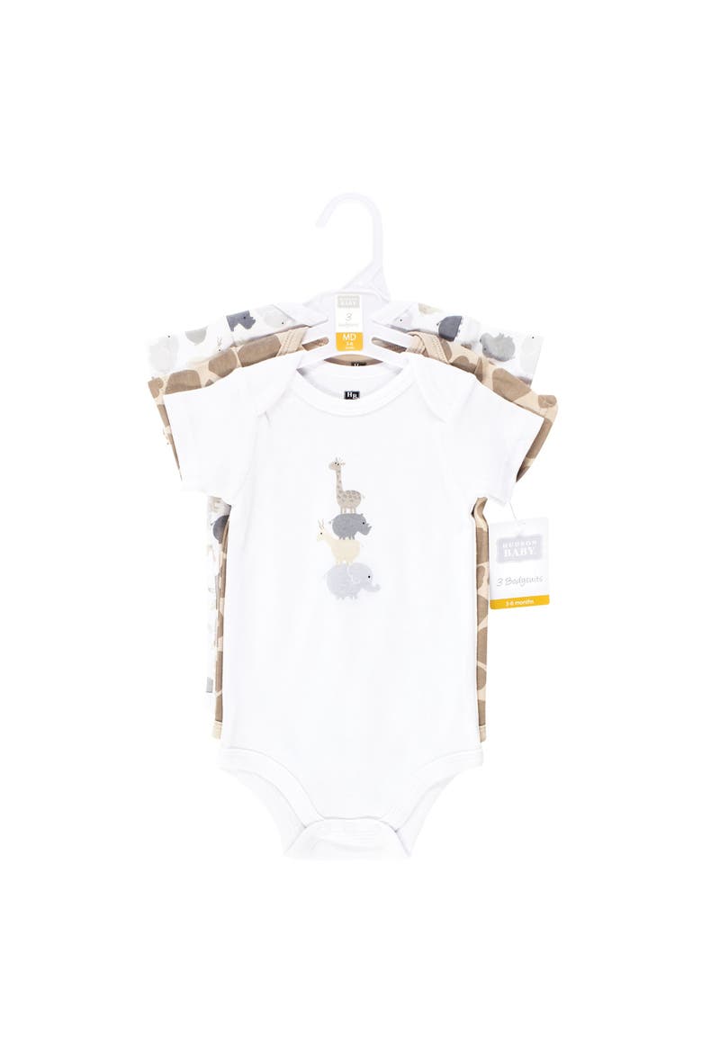 Cotton Bodysuits 3-Pack, Alternate, color, Safari Friends