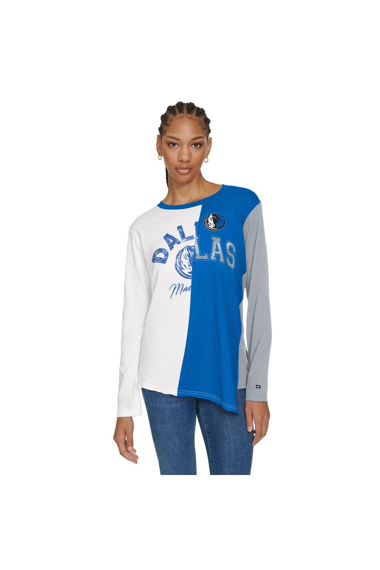 Women's Tommy Jeans White/Blue Dallas Mavericks Amelia Color Blocked Long Sleeve T-Shirt, Main, color, White
