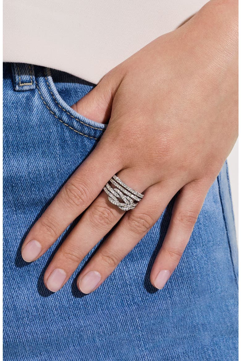 Love Knot Ring, Sterling Silver, Diamonds, Alternate, color, SILVER
