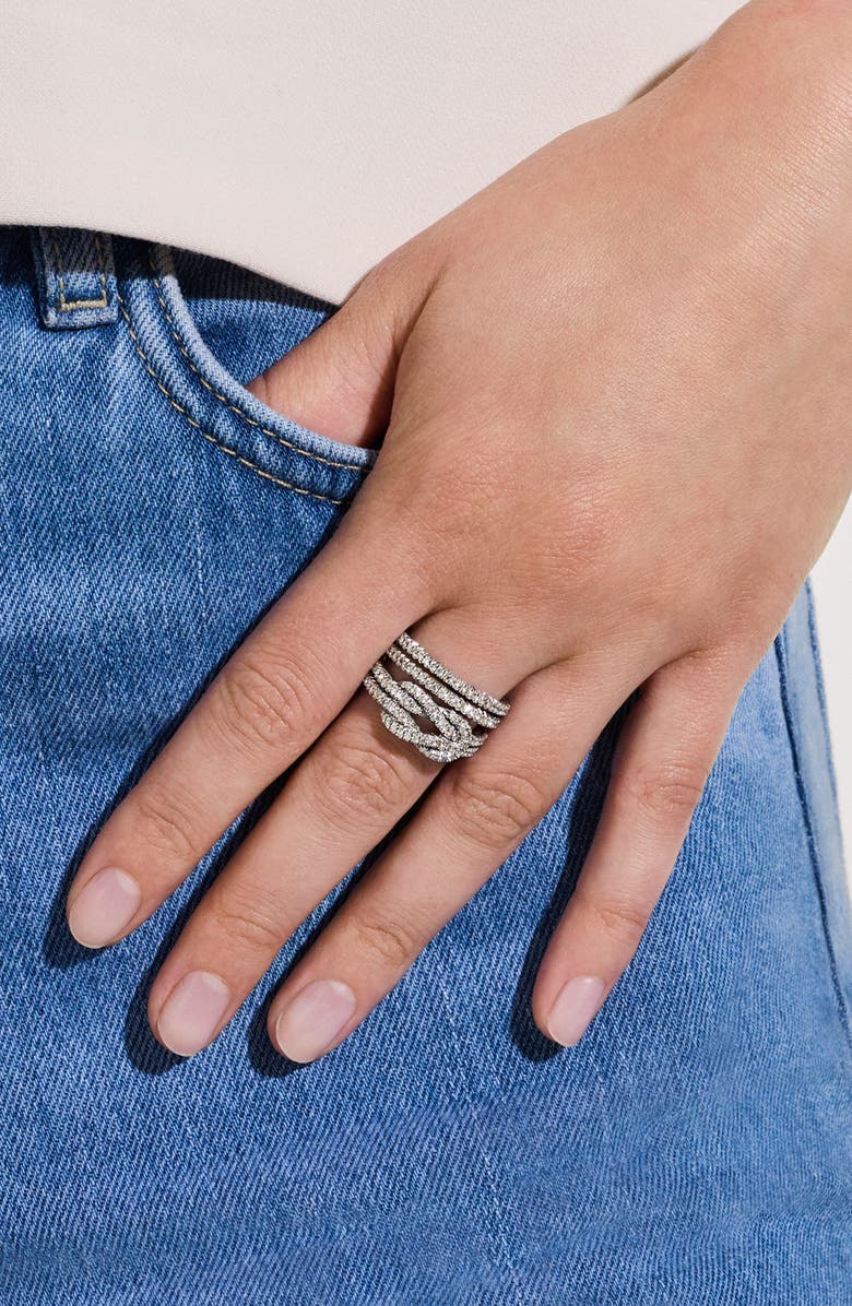 John Hardy Love Knot Ring, Sterling Silver, Diamonds, Alternate, color, Silver