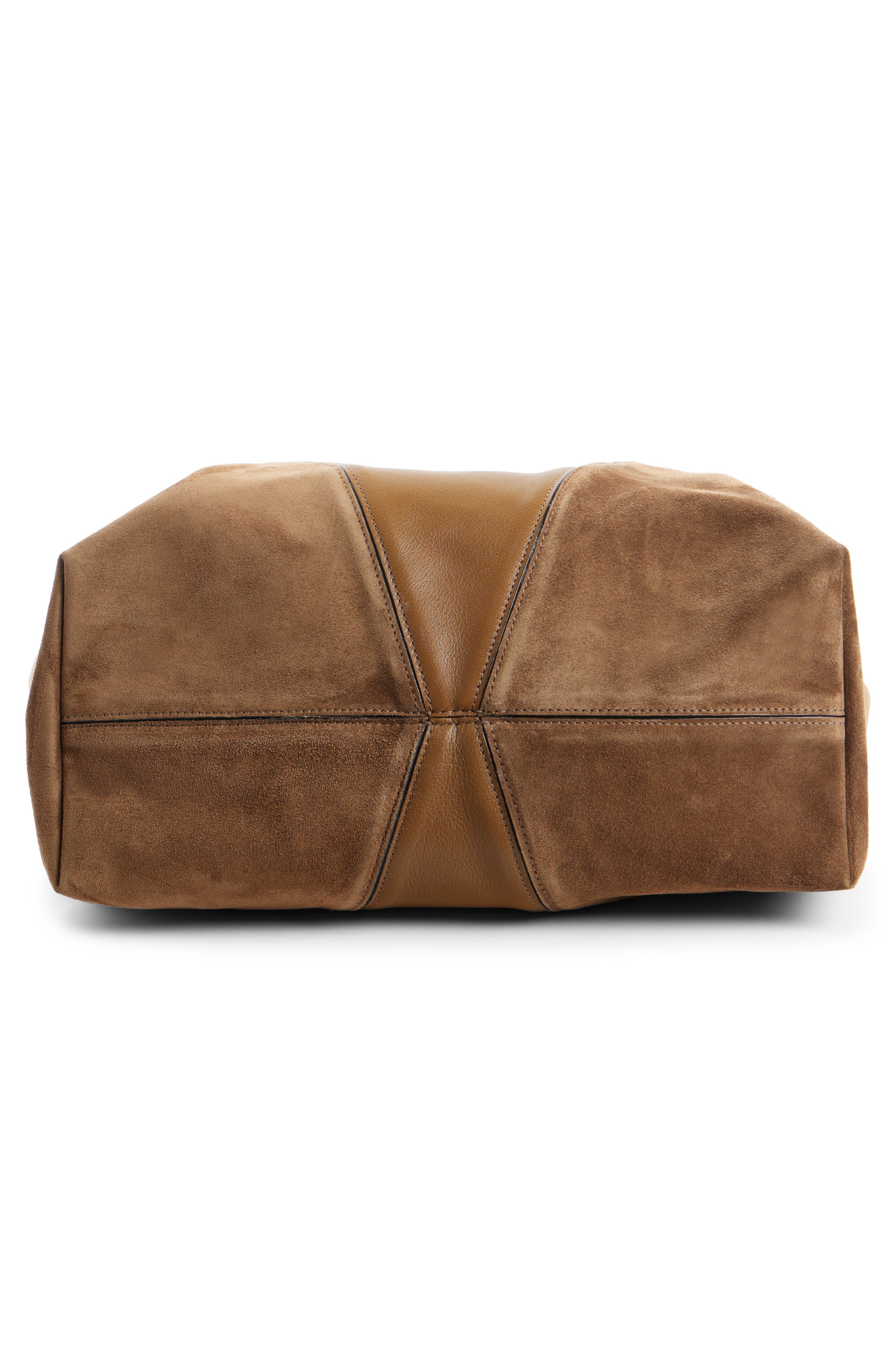 Chloé Medium Spin Leather & Suede Tote, Alternate, color, Dark Khaki