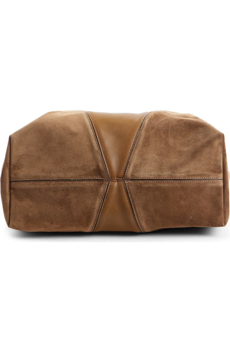 Chloé Medium Spin Leather & Suede Tote, Alternate, color, Dark Khaki