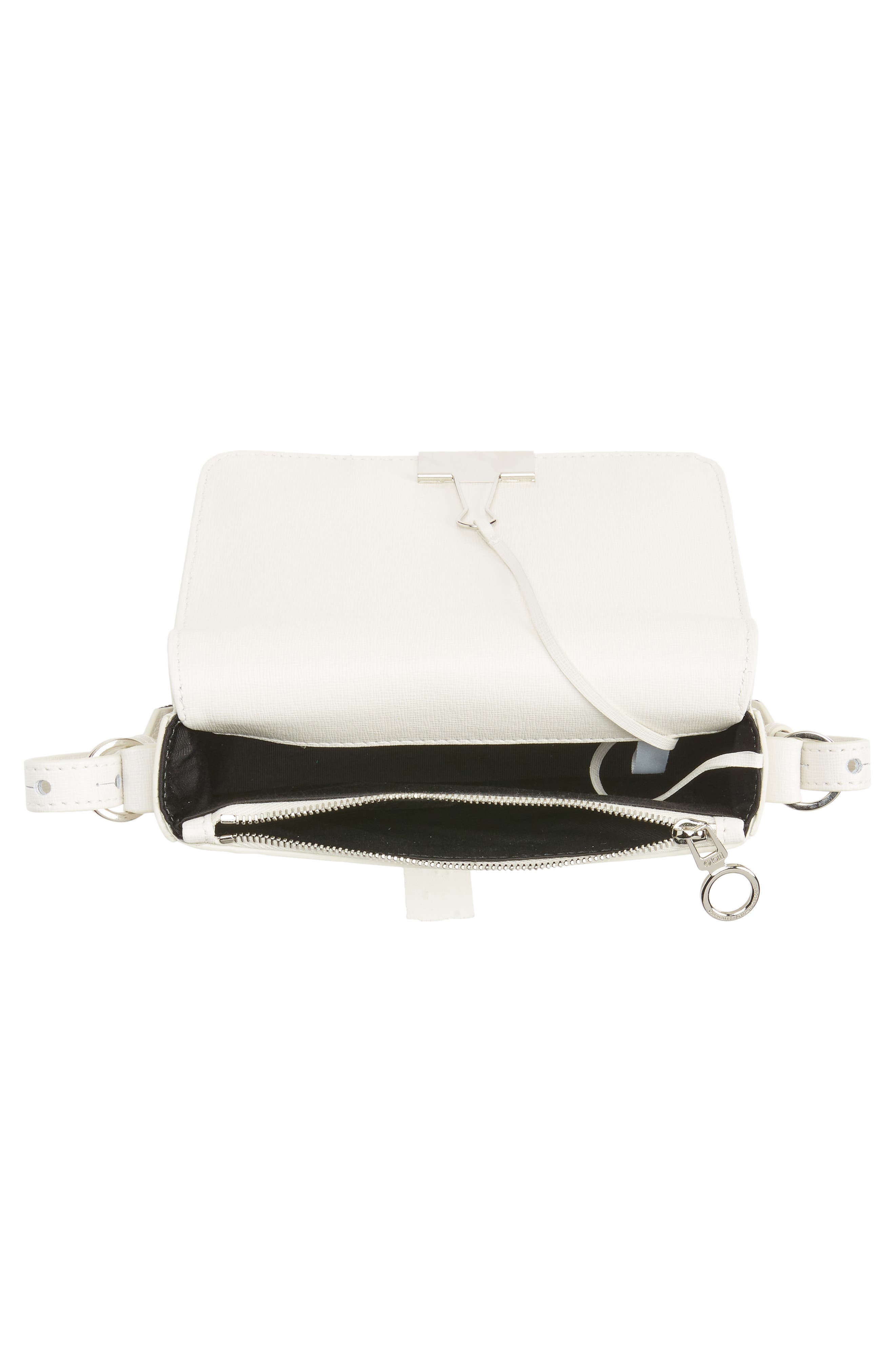 Off-White Mini Diagonal Stripe Saffiano Leather Flap Bag, Alternate, color, 