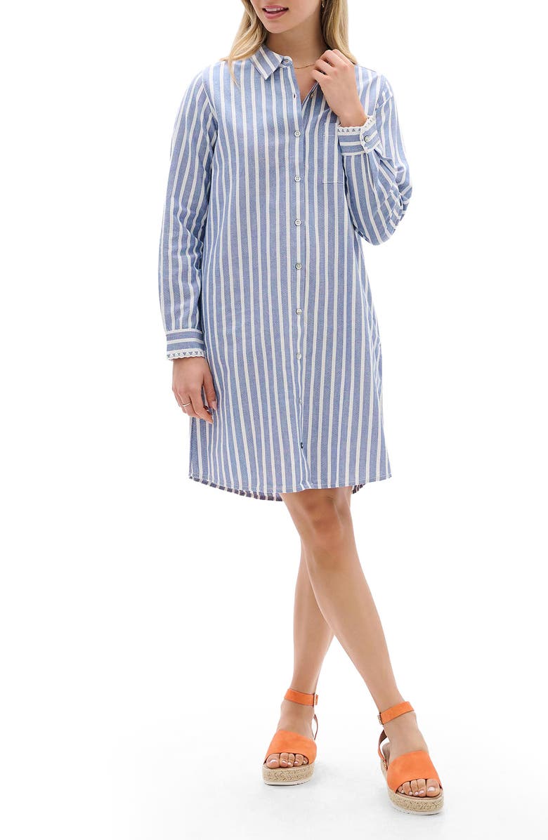 Hatley Julia Stripe Shirtdress, Alternate, color, Blue