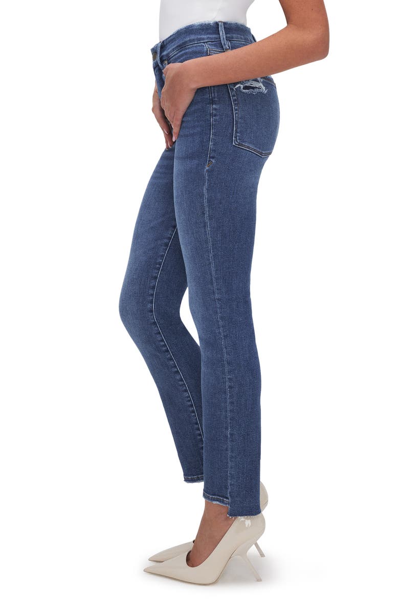 Good American Good Classic Raw Step Hem Straight Leg Jeans, Alternate, color, Indigo620