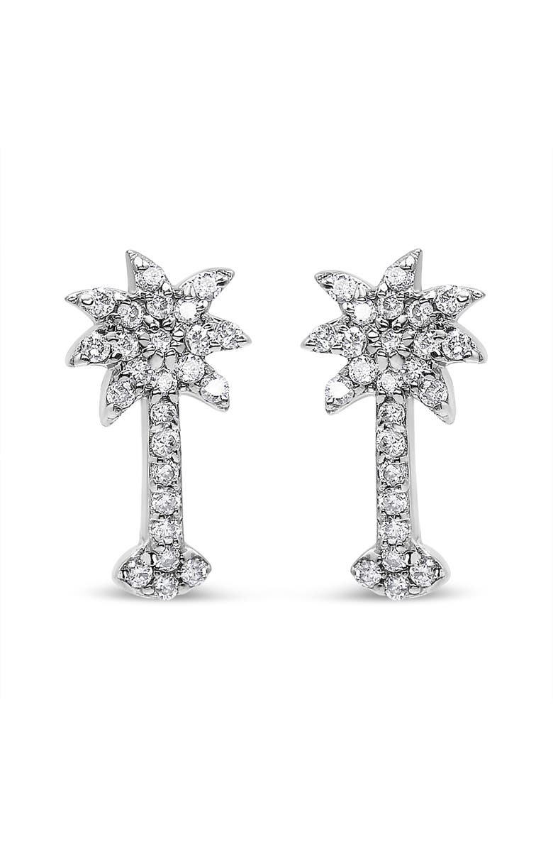 Haus of Brilliance 14K White Gold 1/4 Ct Diamond Palm Tree Stud Earrings, Main, color, White
