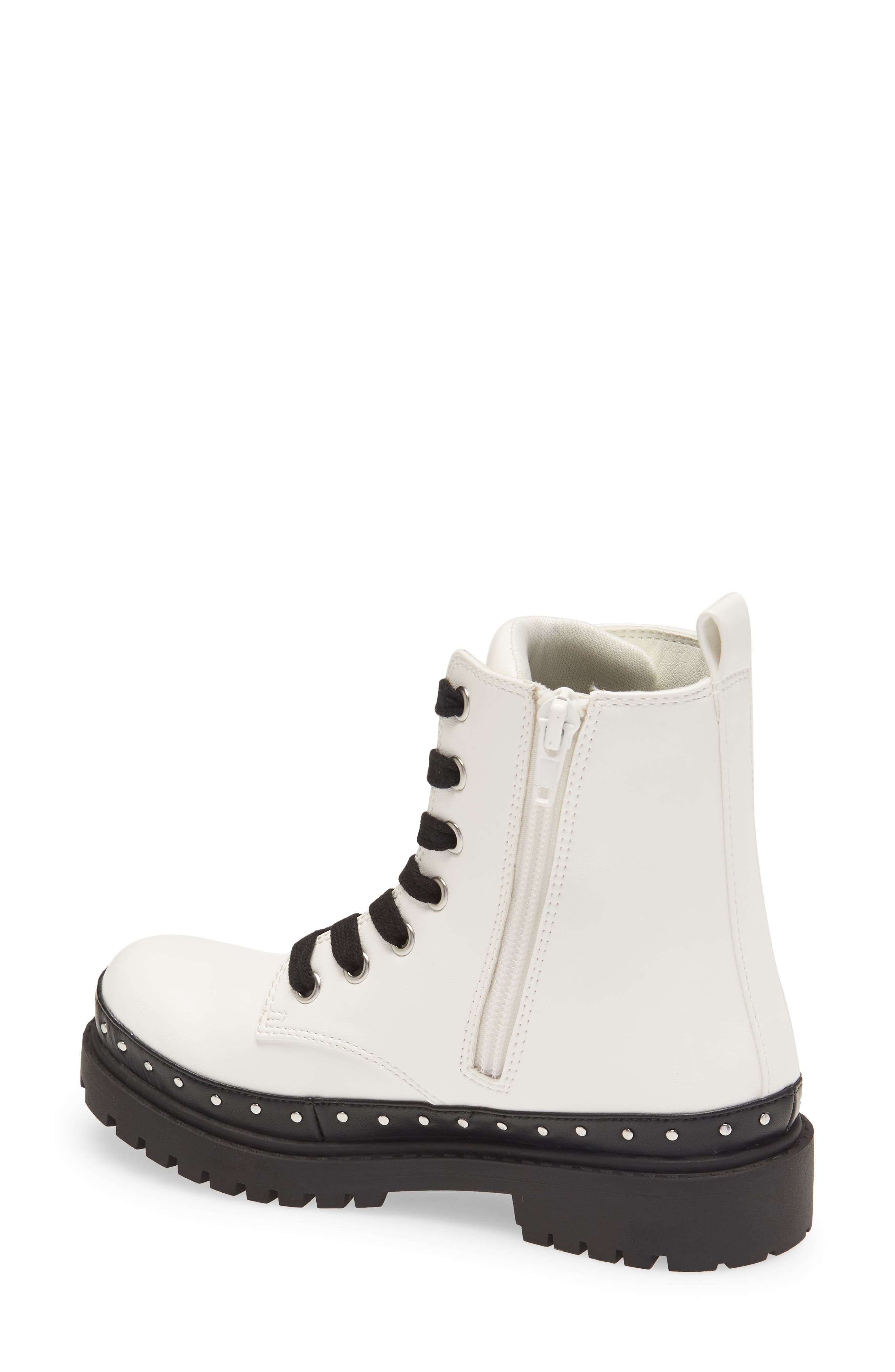 Kids' Aimee Lug Lace-Up Boot, Alternate, color, WHITE