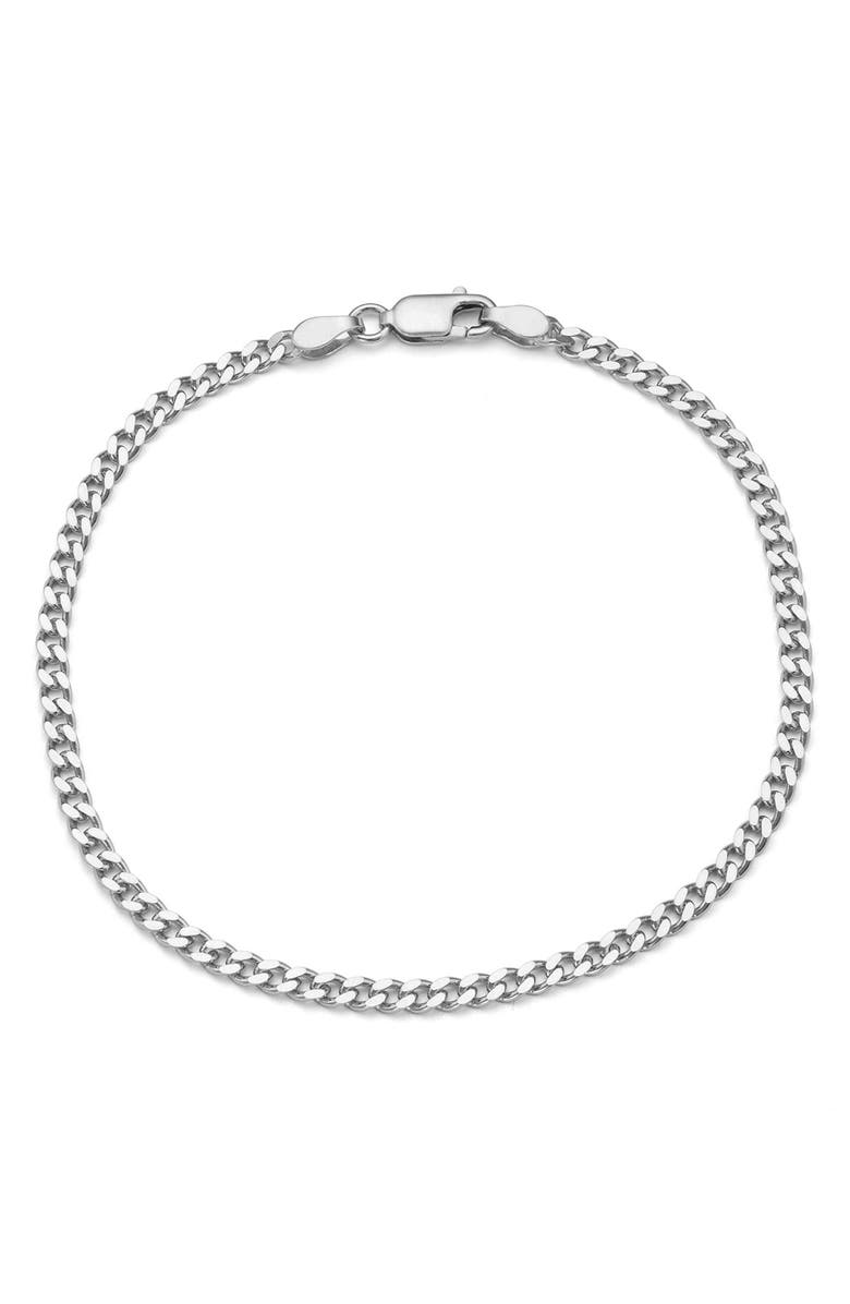 FZN Sterling Silver Curb Chain Bracelet, Main, color, White