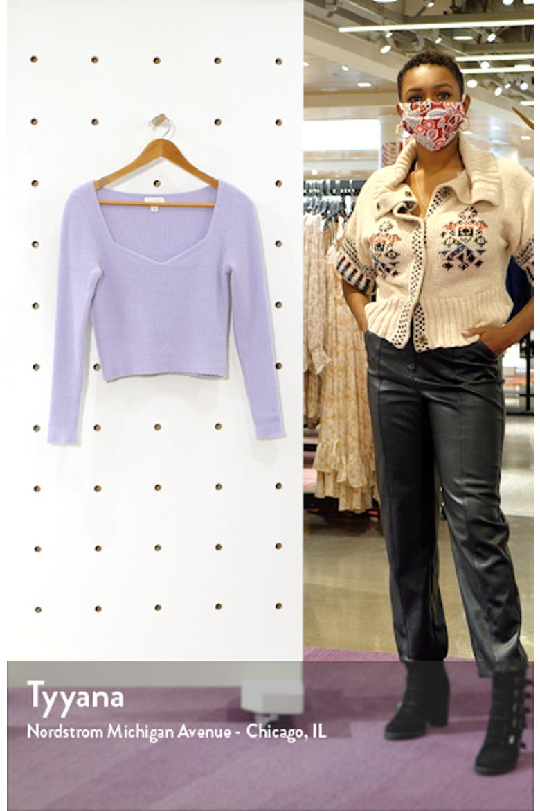Sweetheart Neck Fluffy Sweater video
