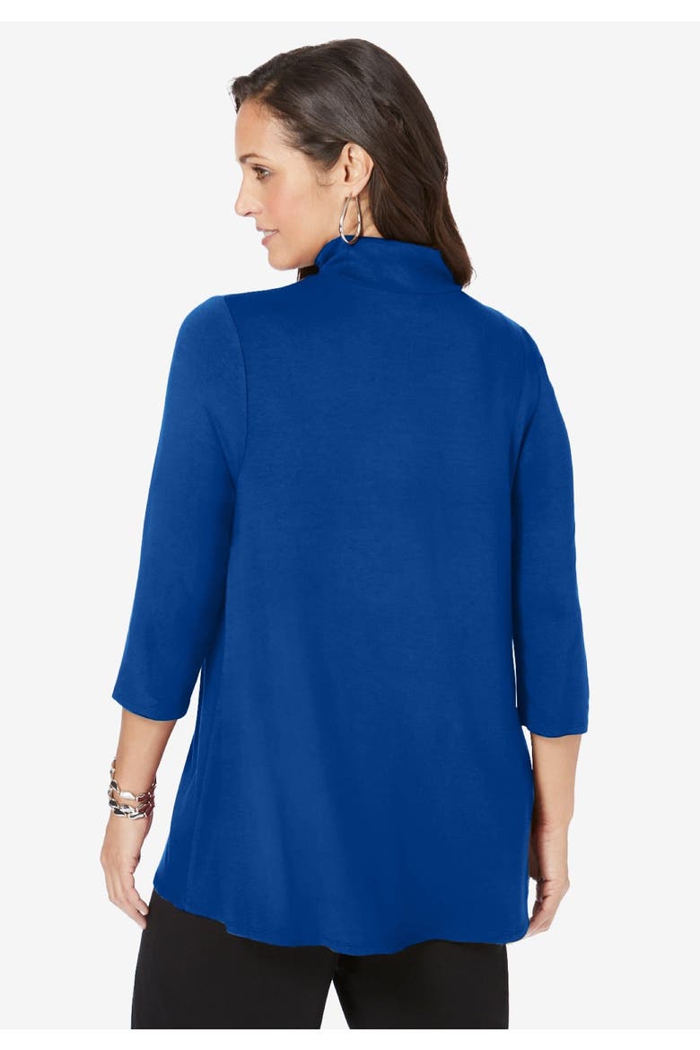 Mockneck Swing Tunic, Alternate, color, BLACK