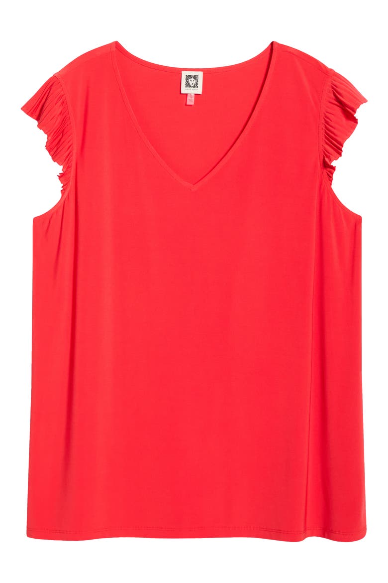 Pleated Cap Sleeve Knit Top, Alternate, color, BEGONIA RED