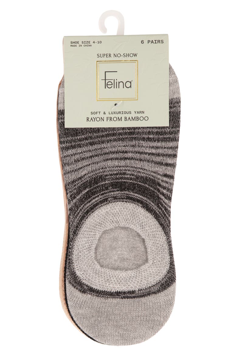 Assorted 6-Pack Super No-Show Socks, Alternate, color, BEIGE MULTI