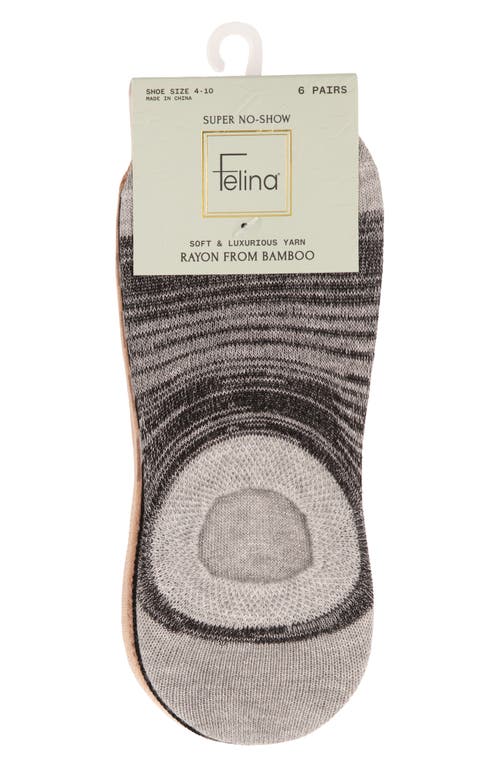 Felina Assorted 6-pack Super No-show Socks In Beige Multi