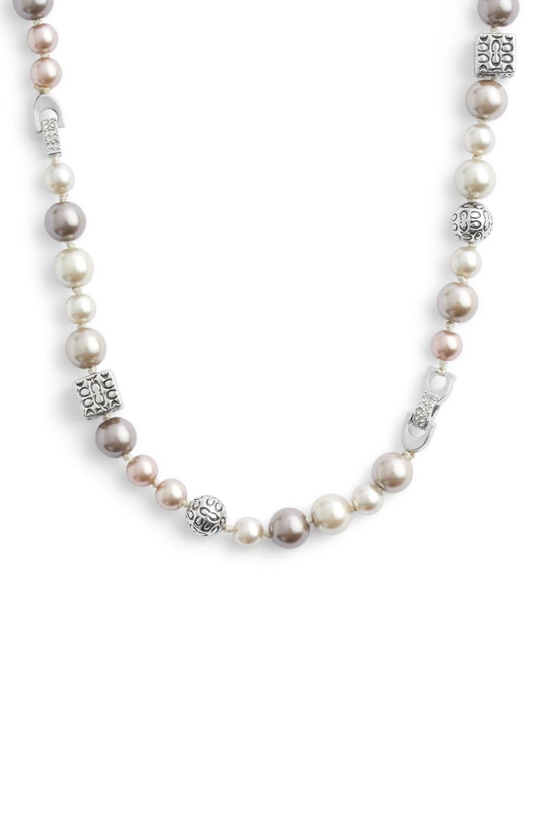 COACH Faux Pearl Collar Necklace, Alternate, color,