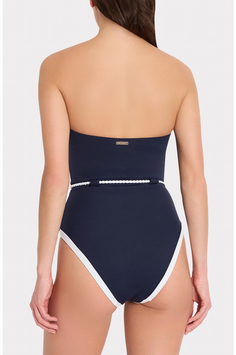 Strapless Belted One-Piece Swimsuit, Alternate, color, NAVY