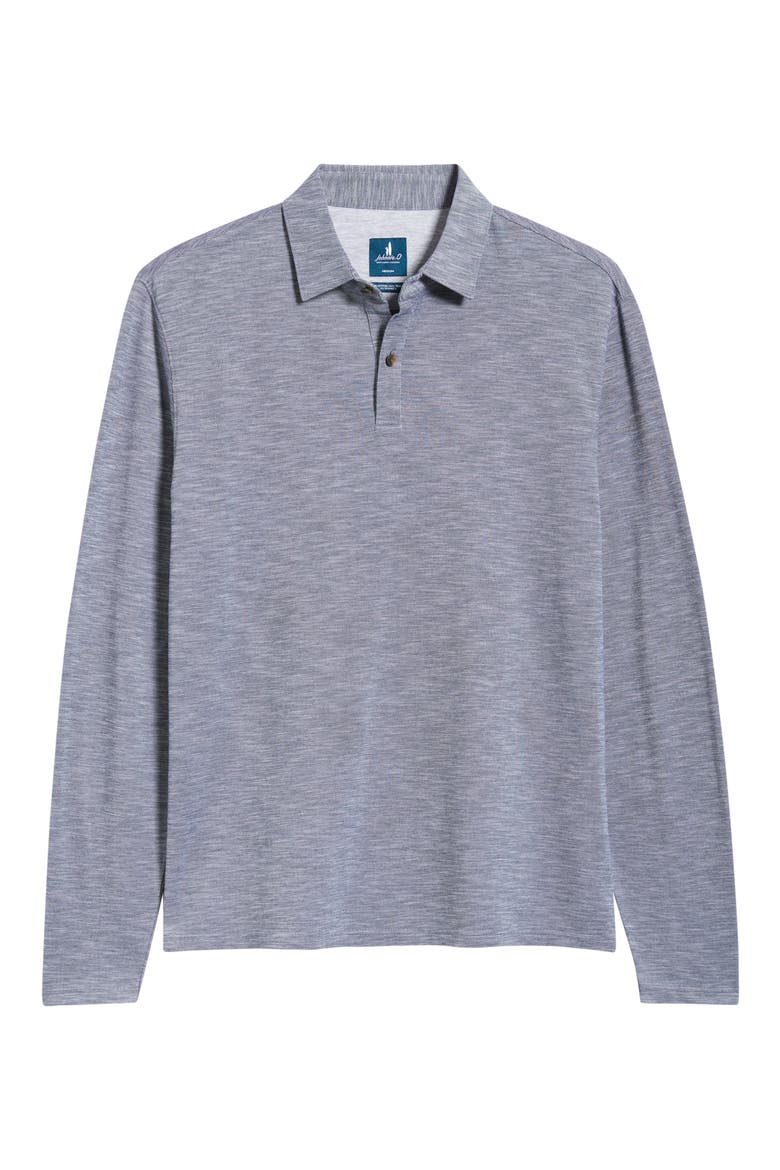 Long Sleeve Slub Pique Polo, Alternate, color, NAVY