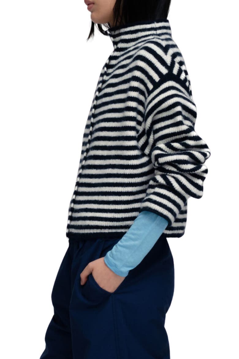Siel Striped Cardigan, Alternate, color, NAVY AND WHITE