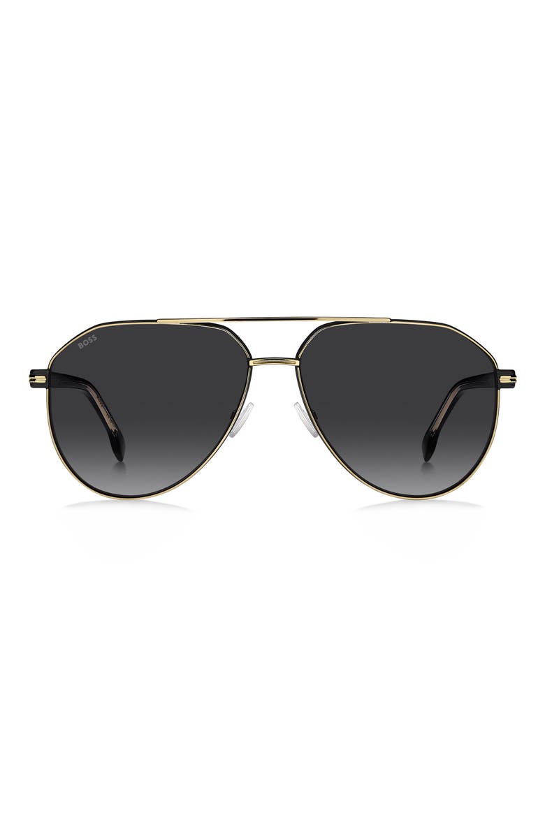 60mm Pilot Sunglasses, Main, color, GOLD BLACK/ DARK GREY SF