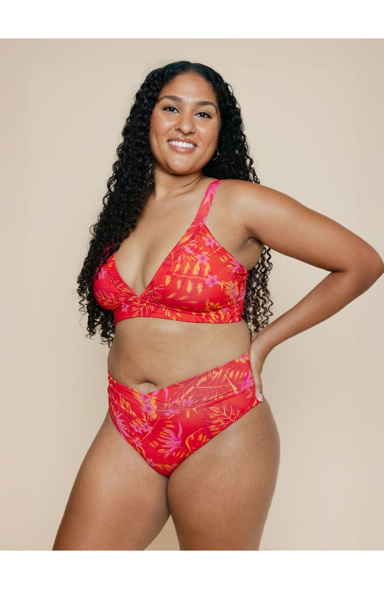 Kitty and Vibe High Hip Crossover Bikini Bottoms with Cheeky Coverage, Alternate, color, Maui