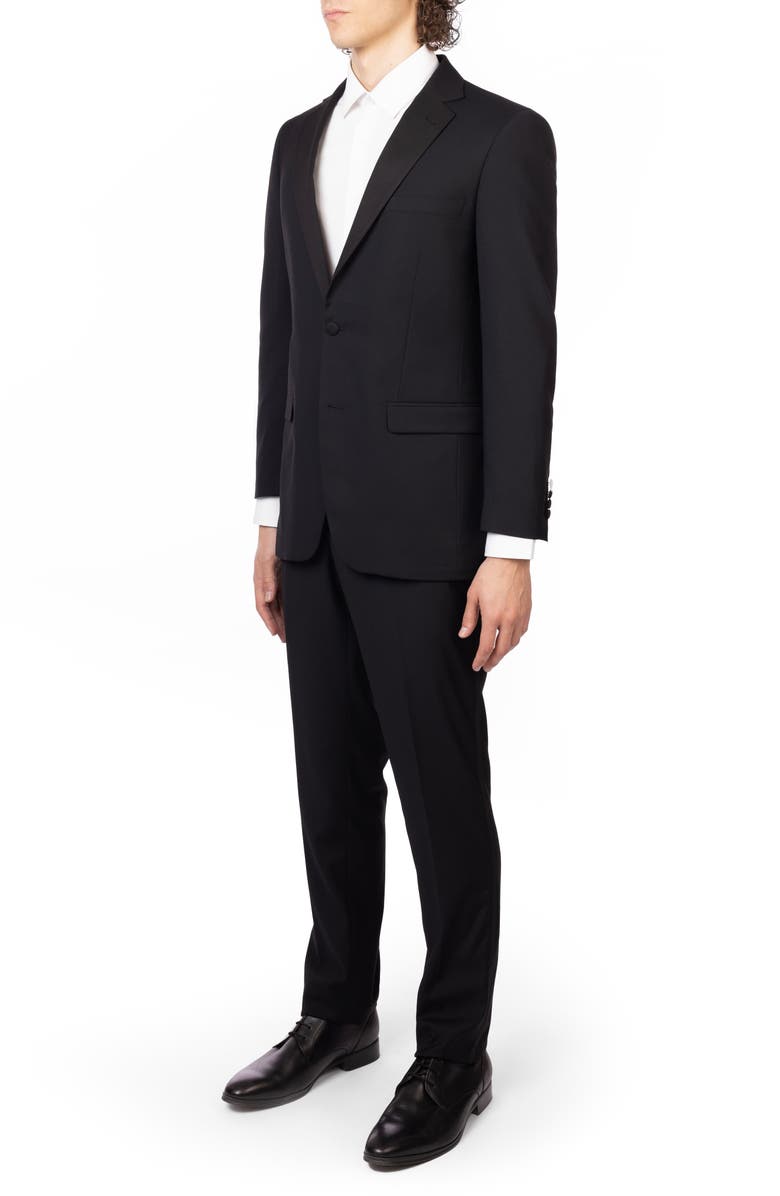 ZANETTI Black Slim Fit Mélange Tuxedo, Alternate, color, Black